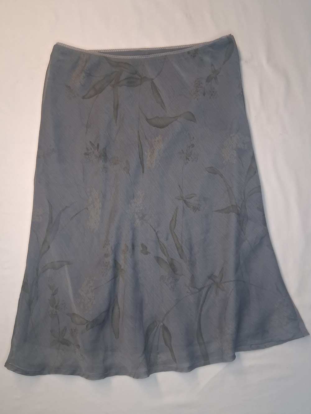 GAP Slate Blue Floral A-Line Midi Skirt
